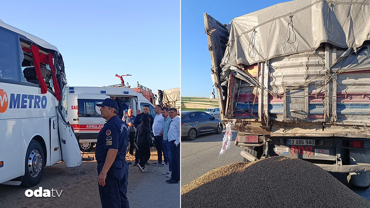 Afyonkarahisar'da Feci Kaza! Yolcu Otobüsü Tıra Çarptı: 26 Yaralı