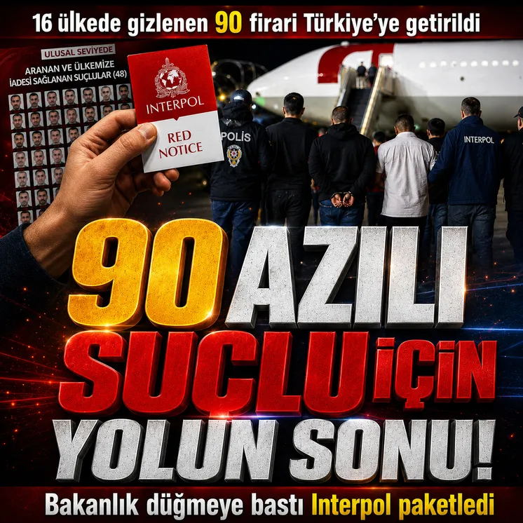 İçişleri Bakanlığı duyurdu: Kırmızı bültenle ve ulusal seviyede aranan 90 suçlu Türkiye'ye getirildi